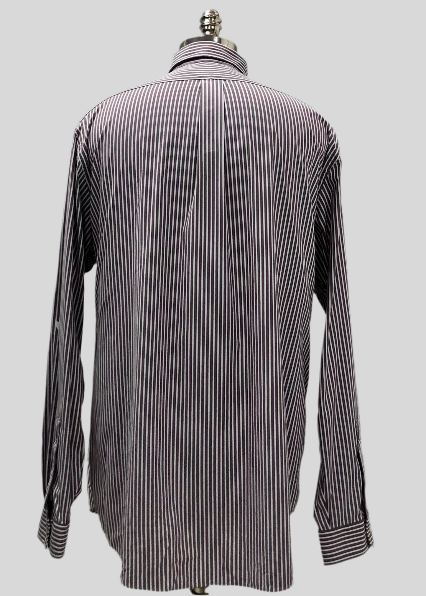 Camisa de botones Polo Ralph Lauren 🏇🏼 Performance de rayas en color marrón y blanco Talla XXL Entalle Clásico