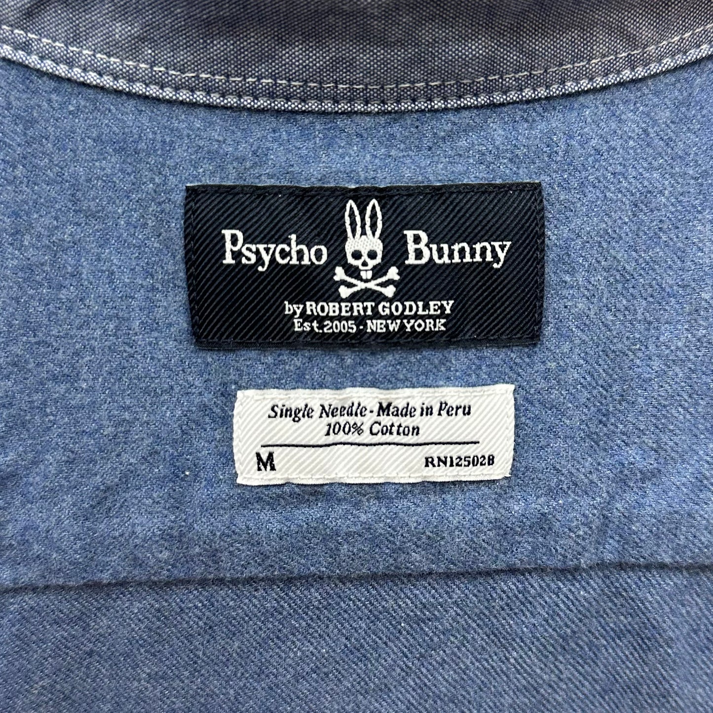 Camisa de botones Psycho Bunny 🐰 en color azul oscuro Talla M Entalle Slim Fit