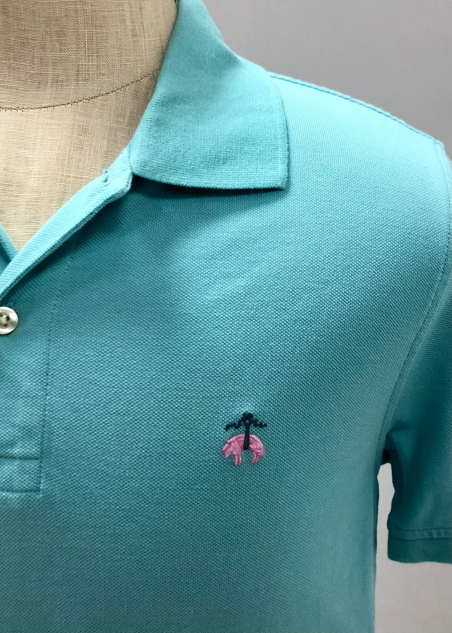 Camiseta Polo Brooks Brothers 🐑 color turquesa claro Talla M Entalle Slim Fit