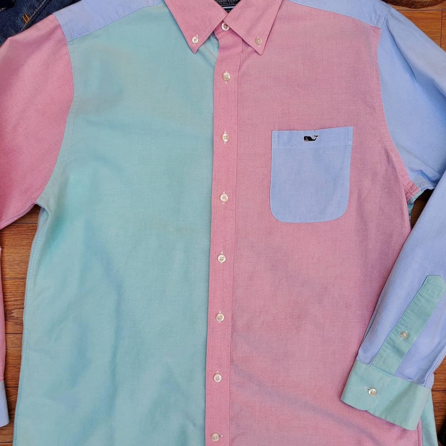 Camisa de botones Vineyard Vines 🐳 Oxford con franjas multicolor Talla M Entalle Slim Fit