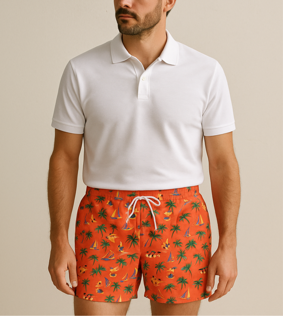 Short de baño Polo Ralph Lauren 🏇🏼color naranja con Islas talla XXL