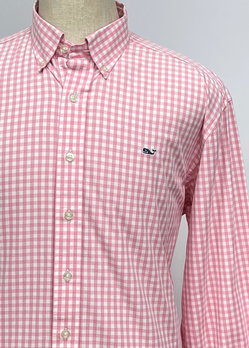 Camisa de cuadros Vineyard Vines 🐳 de cuadros gingham en color rosado y blanco Talla L Entalle Regular