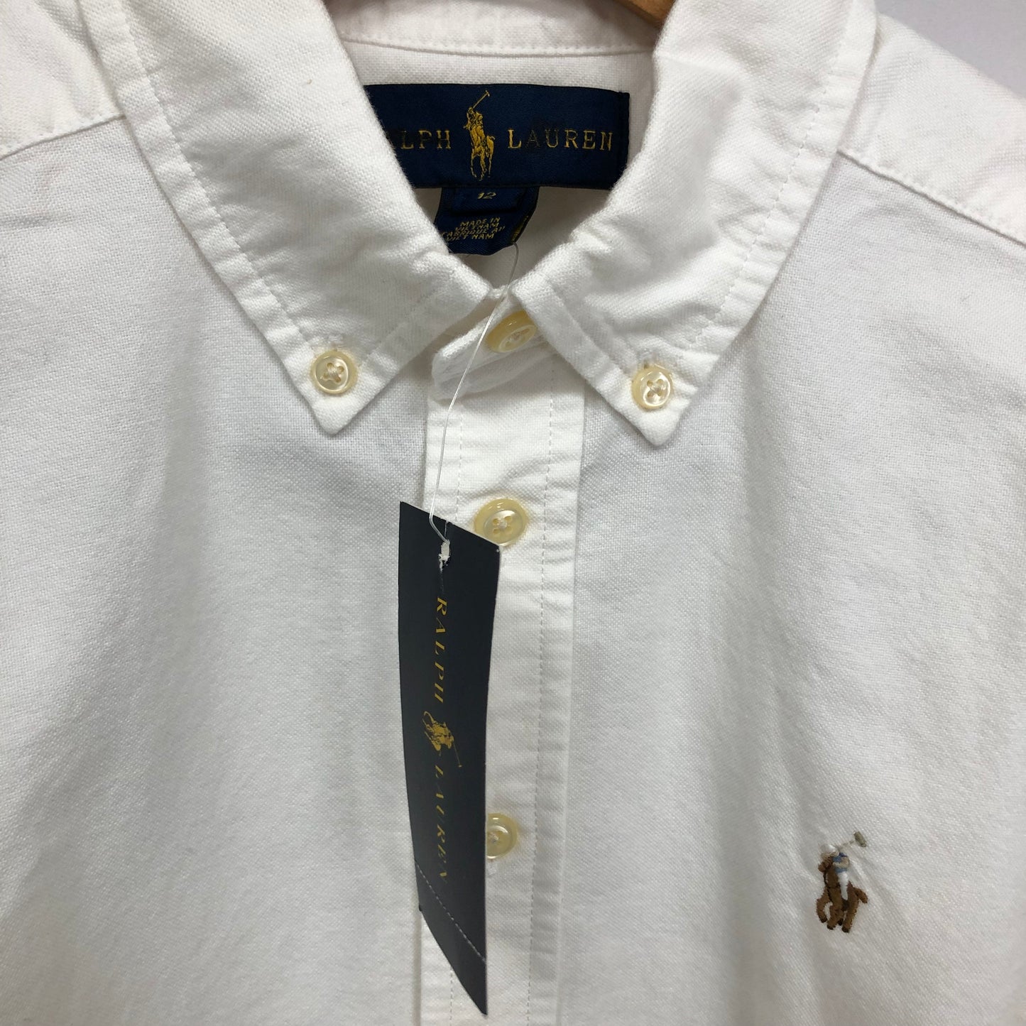 Camisa de niño Polo Ralph Lauren 🏇🏼 Oxford color blanco Talla S (10) y M (12) Entalle Regular