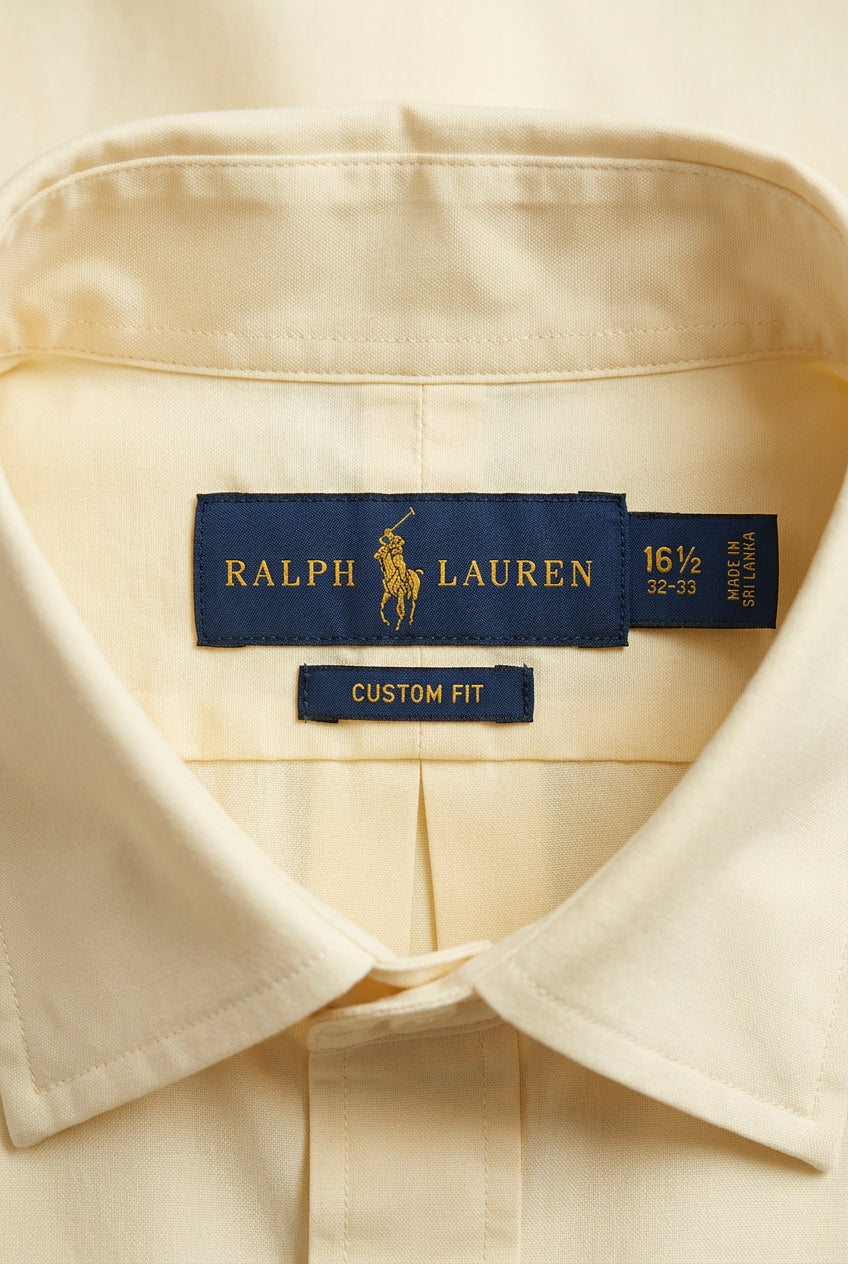 Camisa de botones Polo Ralph Lauren 🏇🏼 en color amarillo claro Talla L Entalle Custom Fit