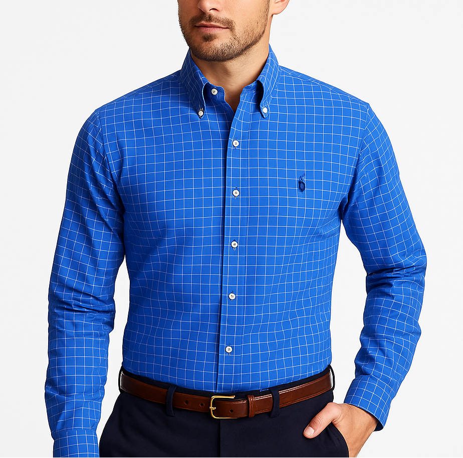 Camisa de botones Polo Ralph Lauren 🏇🏼 Color azul de cuadros en blanco Talla M Entalle Regular