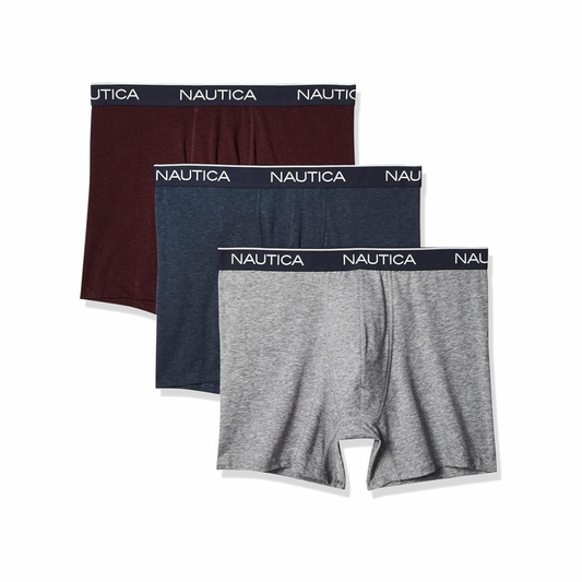 Boxers Briefs Nautica ⚓️ Tela de algodón stretch color azul, gris y rojo oscuro Talla S