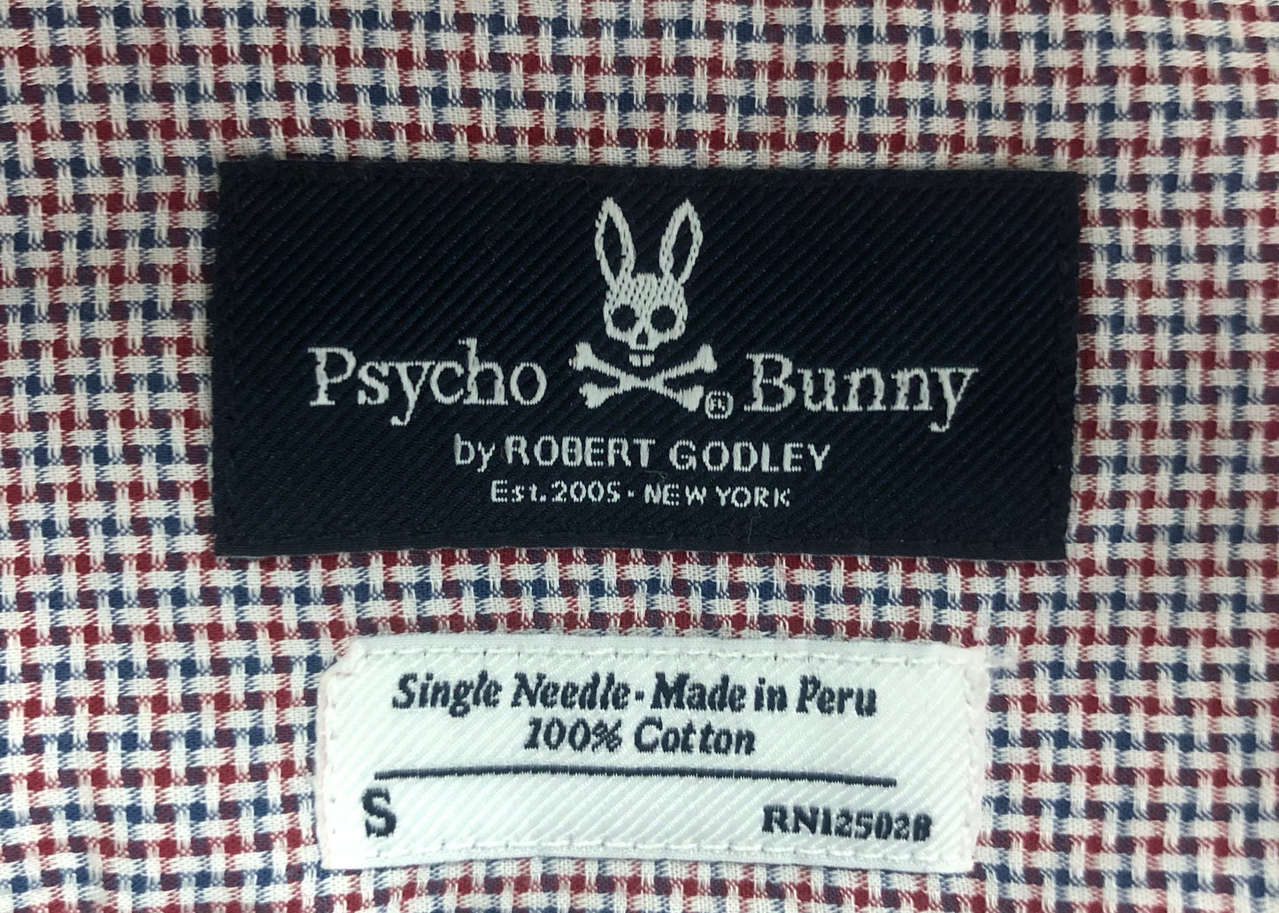 Camisa de botones Psycho Bunny 🐰 de cuadro en rojo, azul y blanco Talla S Entalle Regular