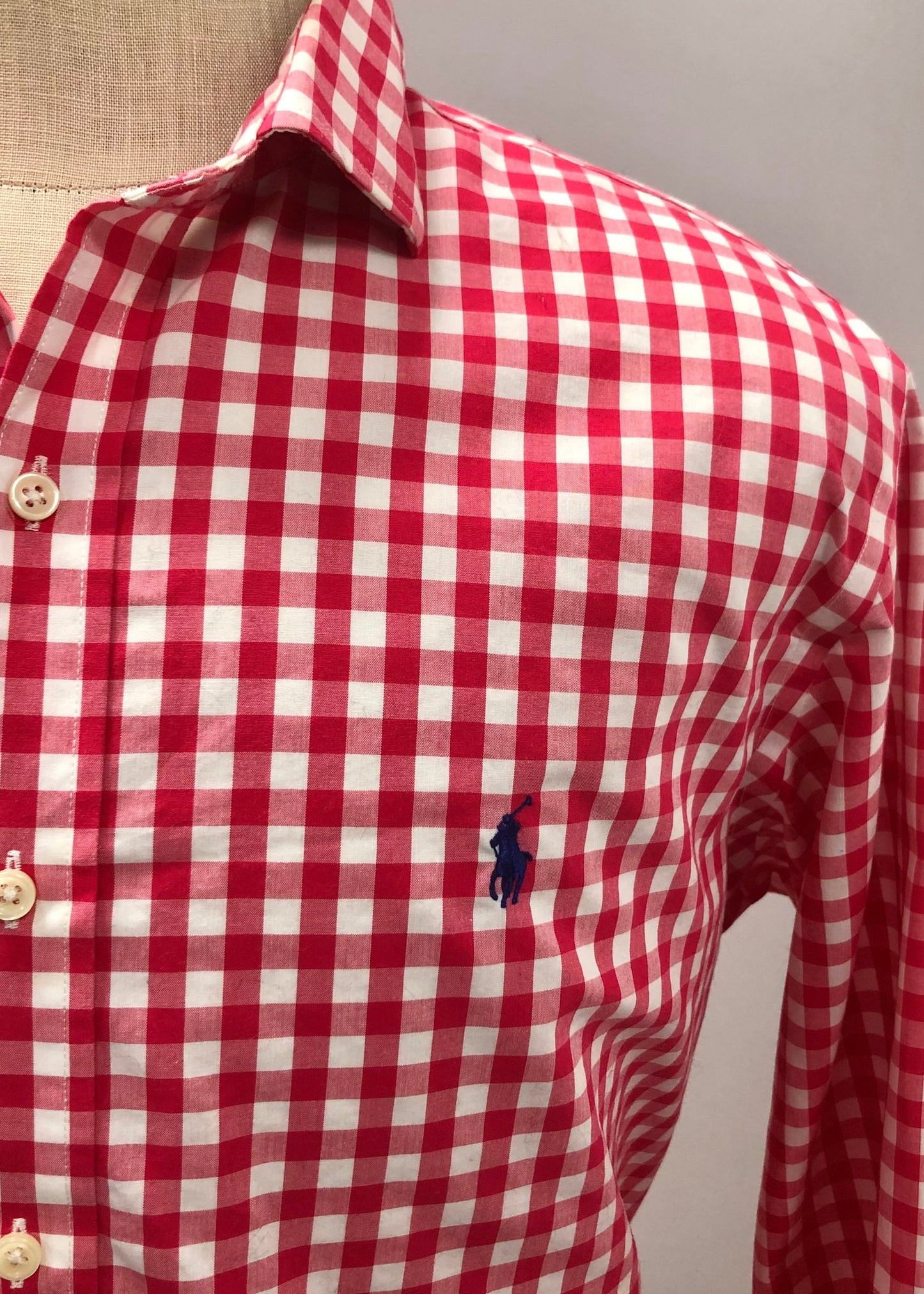 Camisa Polo Ralph Lauren 🏇🏼 de cuadros gingham rojo y blanco Talla XL Entalle Regular