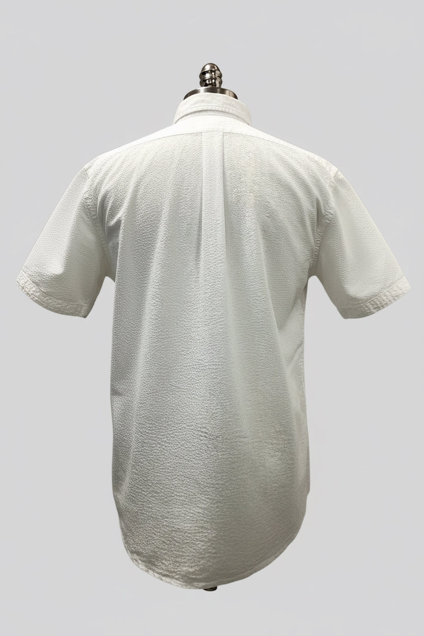 Camisa Polo Ralph Lauren 🏇🏼 Color blanco Seersucker Talla L Entalle Clásico (ver descripción)