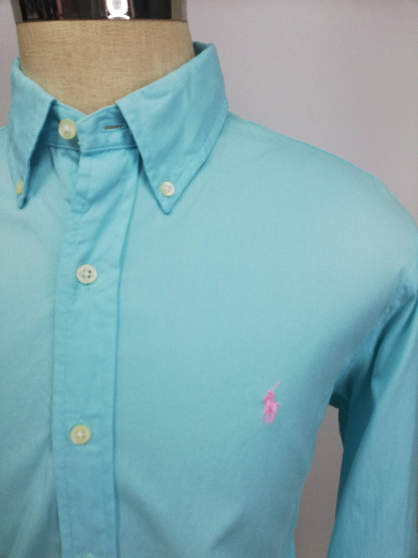 Camisa de botones Polo Ralph Lauren 🏇🏼 Algodon ligero en color turquesa Talla L Entalle Clásico