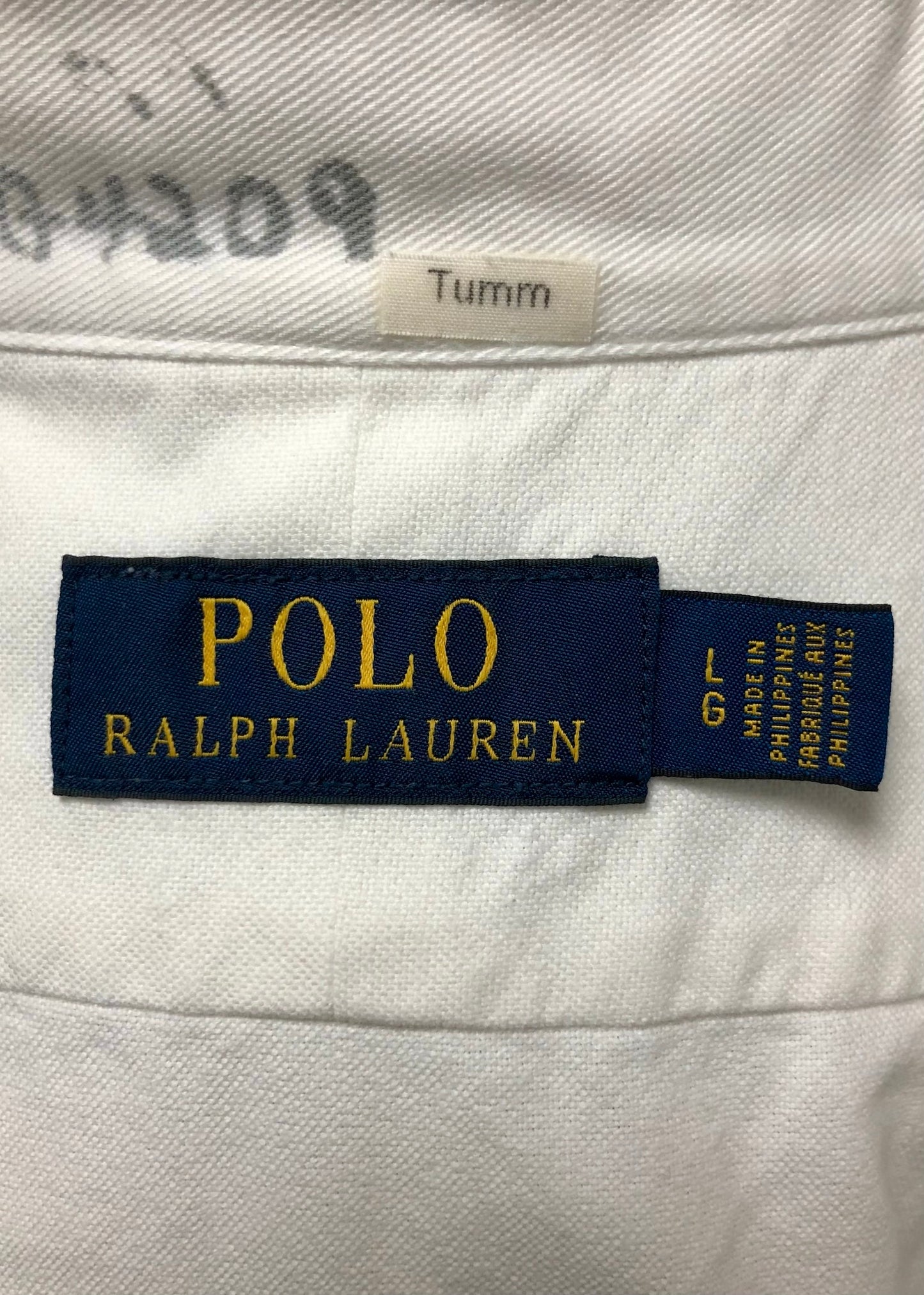 Camisa de botones Polo Ralph Lauren 🏇🏼 Oxford color blanco con diseño NYC Talla L Entalle Regular