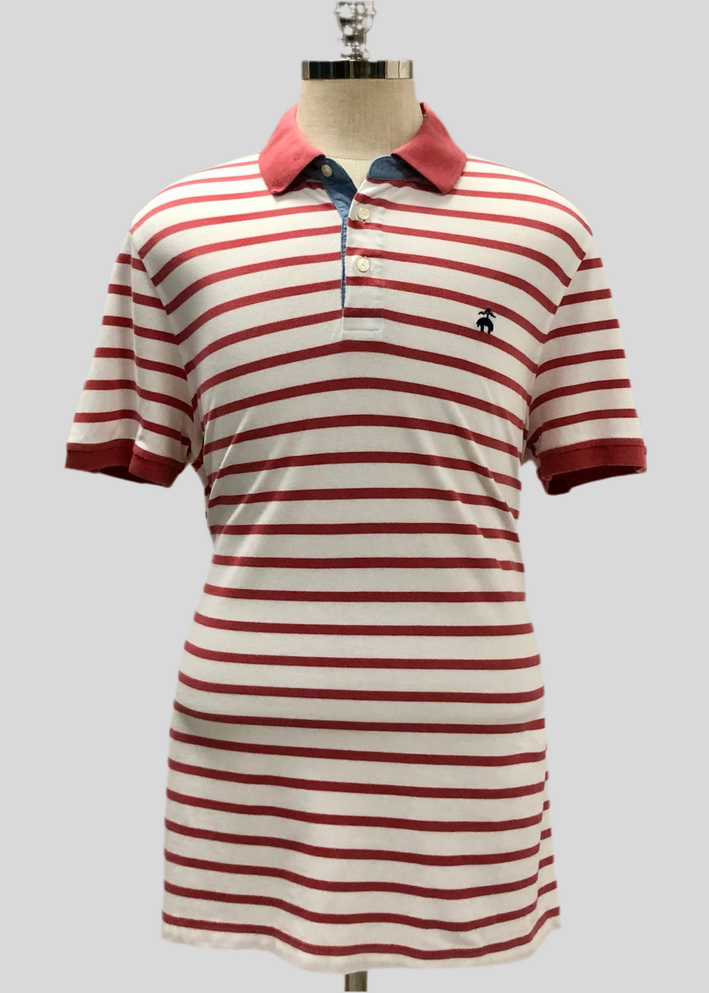 Camiseta Polo Brooks Brothers 🐑 con patrón de rayas en color rojo y blanco Talla XXL Entalle Slim Fit