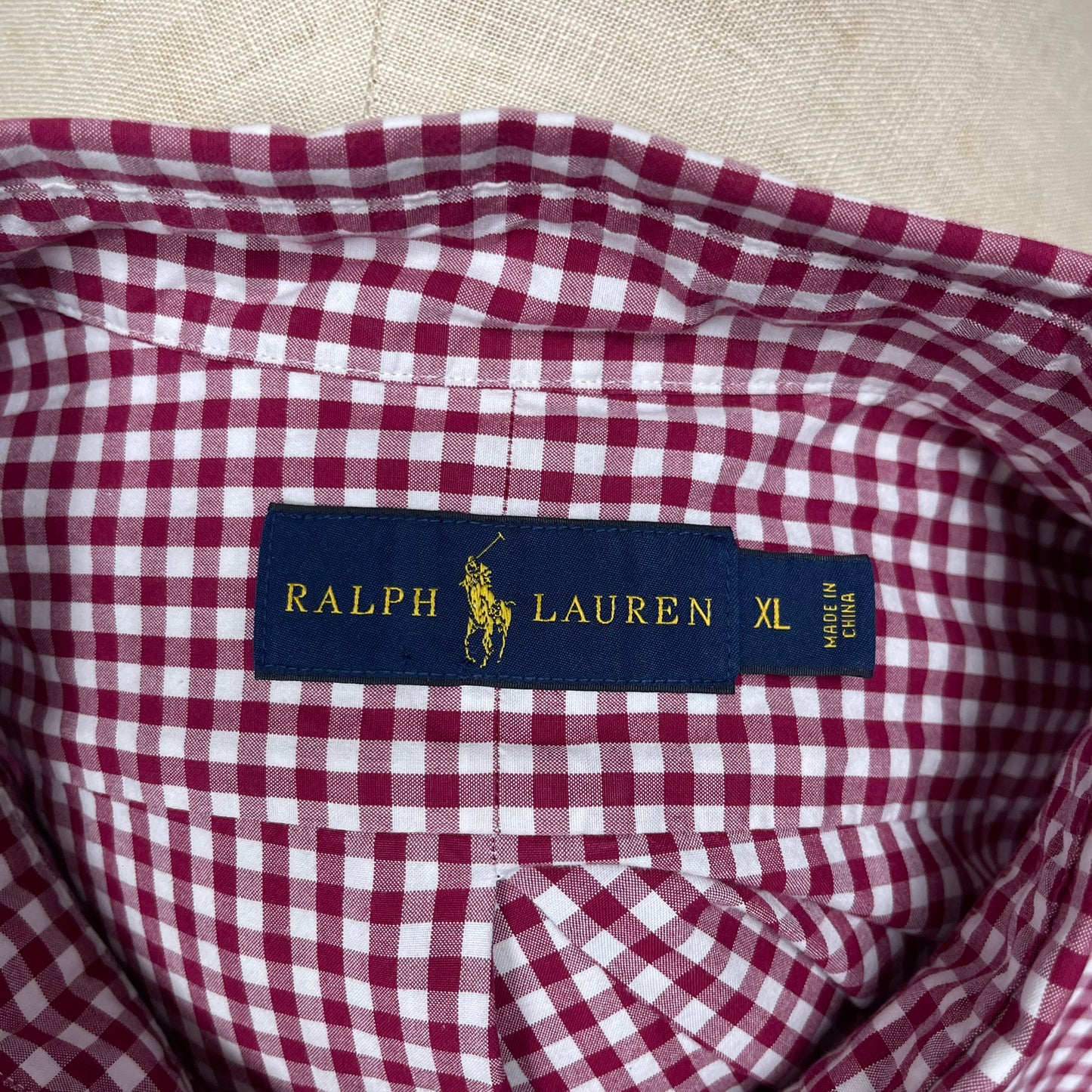 Camisa Polo Ralph Lauren 🏇🏼 con patron de cuadros gingham en color rojo y blanco Talla XL Entalle Regular