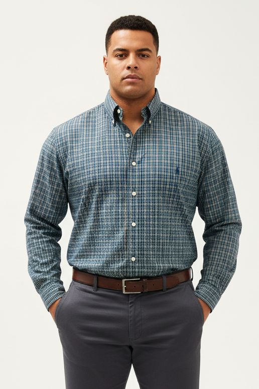 Camisa de botones Polo Ralph Lauren 🏇🏼 con cuadros en color verde oscuro, rojo y blanco Talla XL Entalle Regular