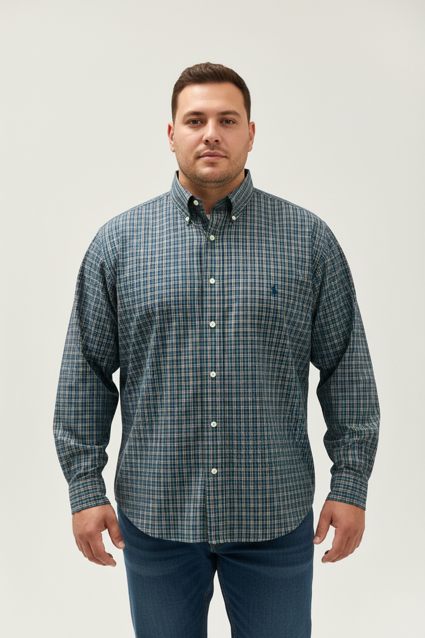 Camisa de botones Polo Ralph Lauren 🏇🏼 con cuadros en color verde oscuro, rojo y blanco Talla XL Entalle Regular