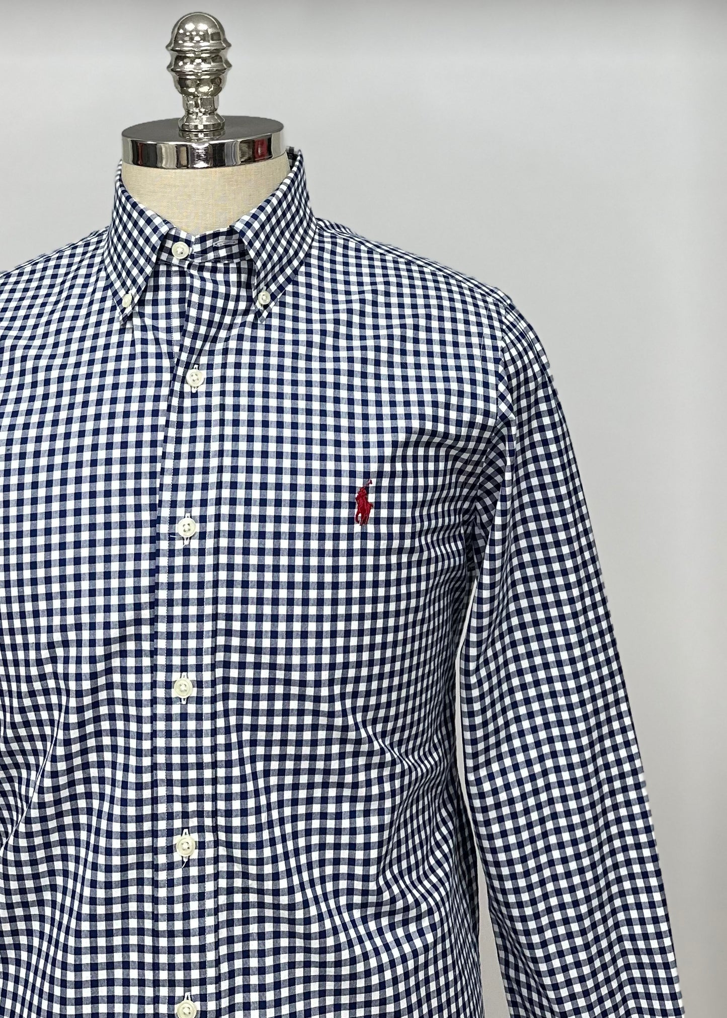 Camisa Polo Ralph Lauren 🏇🏼 con patron de cuadros gingham azul y blanco Talla M Entalle Slim Fit