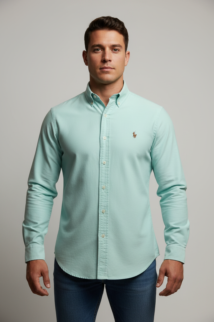 Camisa de botones en color turquesa claro Polo Ralph Lauren 🏇🏼 Talla S Entalle Custom Fit