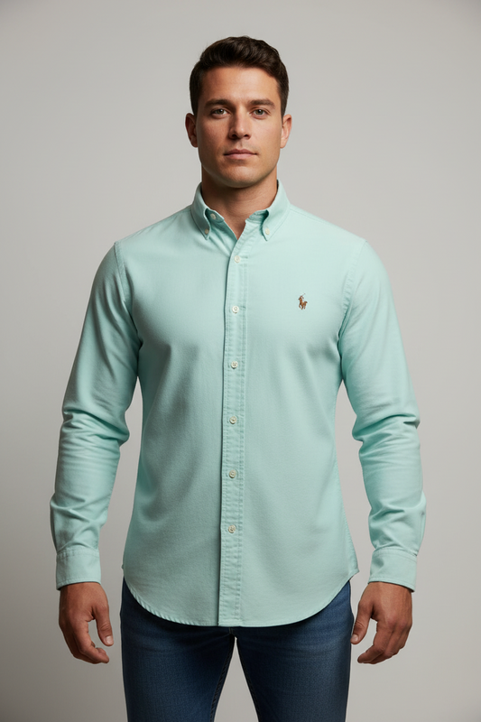 Camisa de botones en color turquesa claro Polo Ralph Lauren 🏇🏼 Talla S Entalle Custom Fit