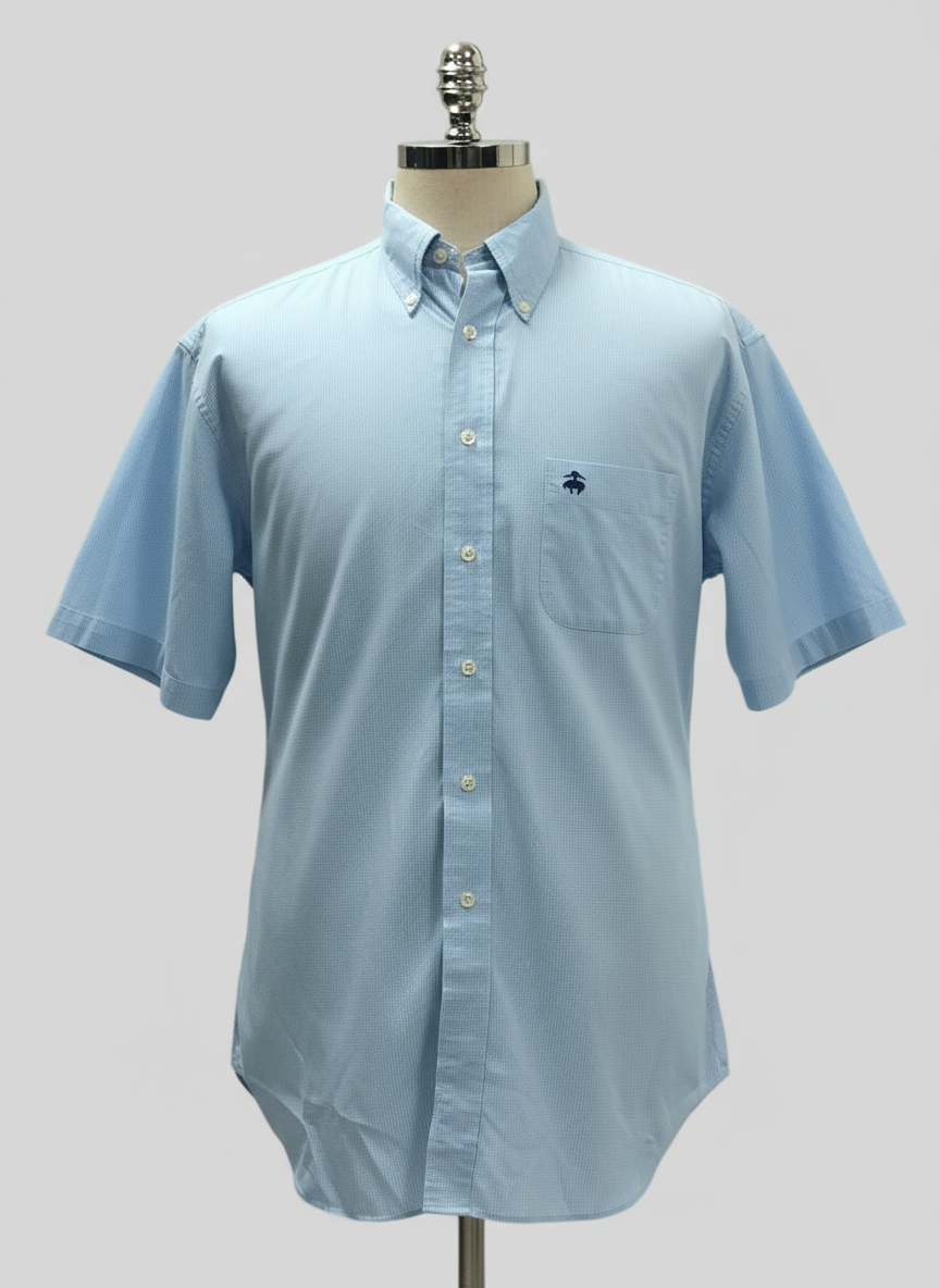 Camisa de botones Brooks Brothers 🐑 de cuadros en color celeste y blanco Talla L Entalle Regular (ver descripción)