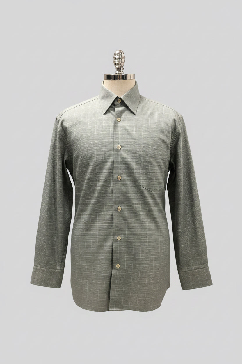 Camisa de botones Ermenegildo Zegna 🇮🇹 de cuadros en negro y blanco Talla L Entalle Regular