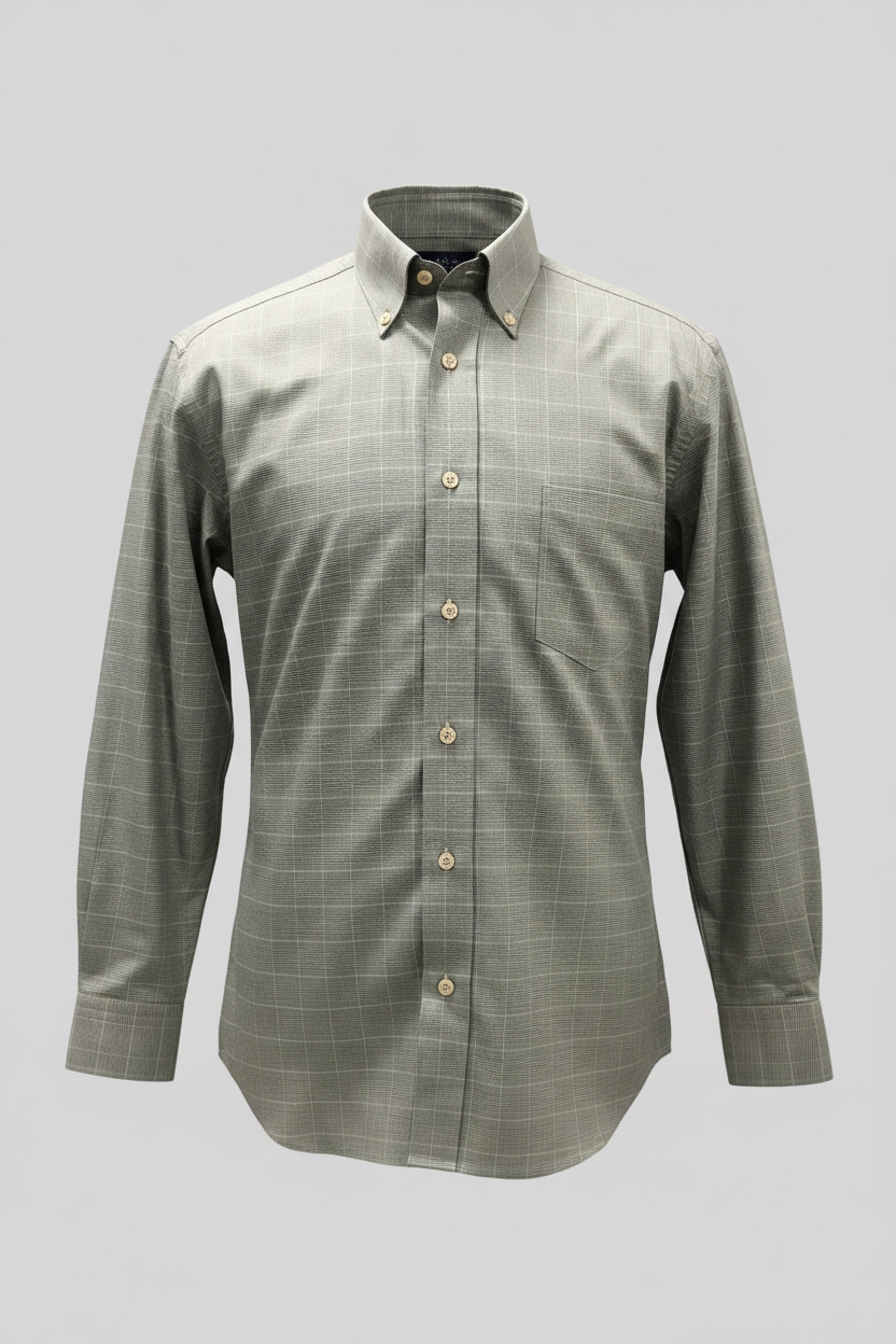 Camisa de botones Ermenegildo Zegna 🇮🇹 de cuadros en negro y blanco Talla L Entalle Regular