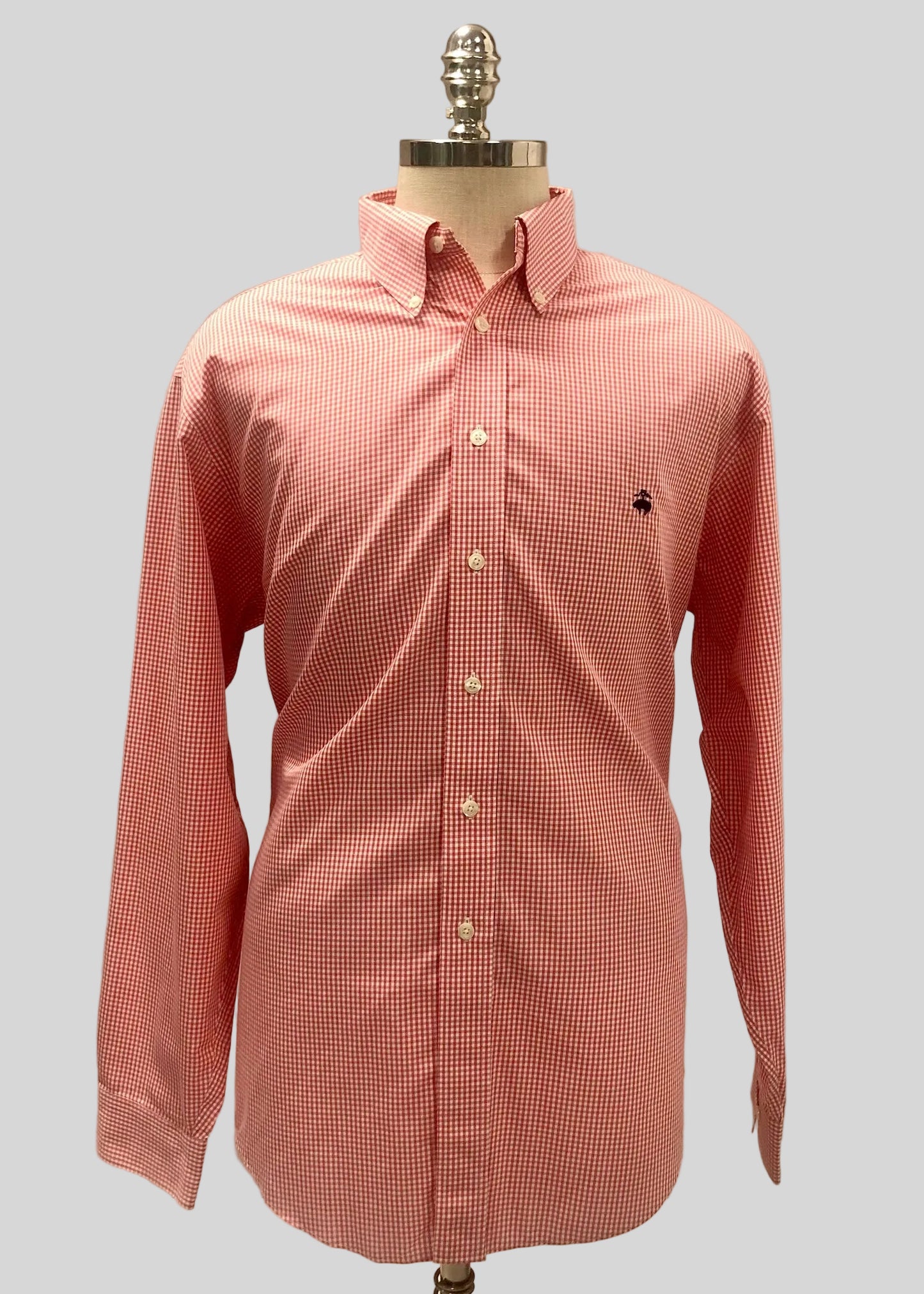 Camisa Brooks Brothers 🐑 de cuadros gingham en naranja y blanco Talla XL Entalle Regular