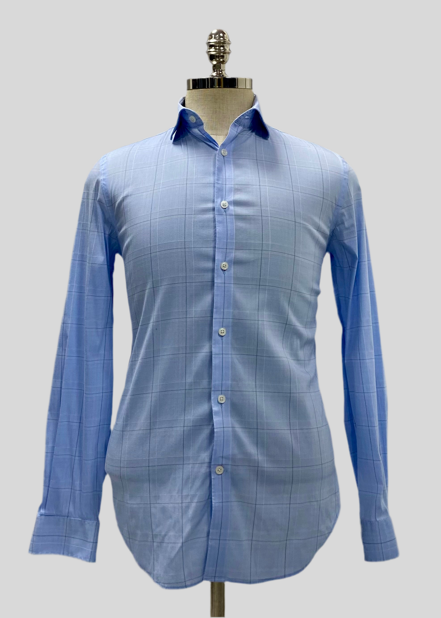 Camisa de botones Michael Kors 🇺🇸 de rayas color celeste, blanco y gris Talla S Entalle Slim Fit