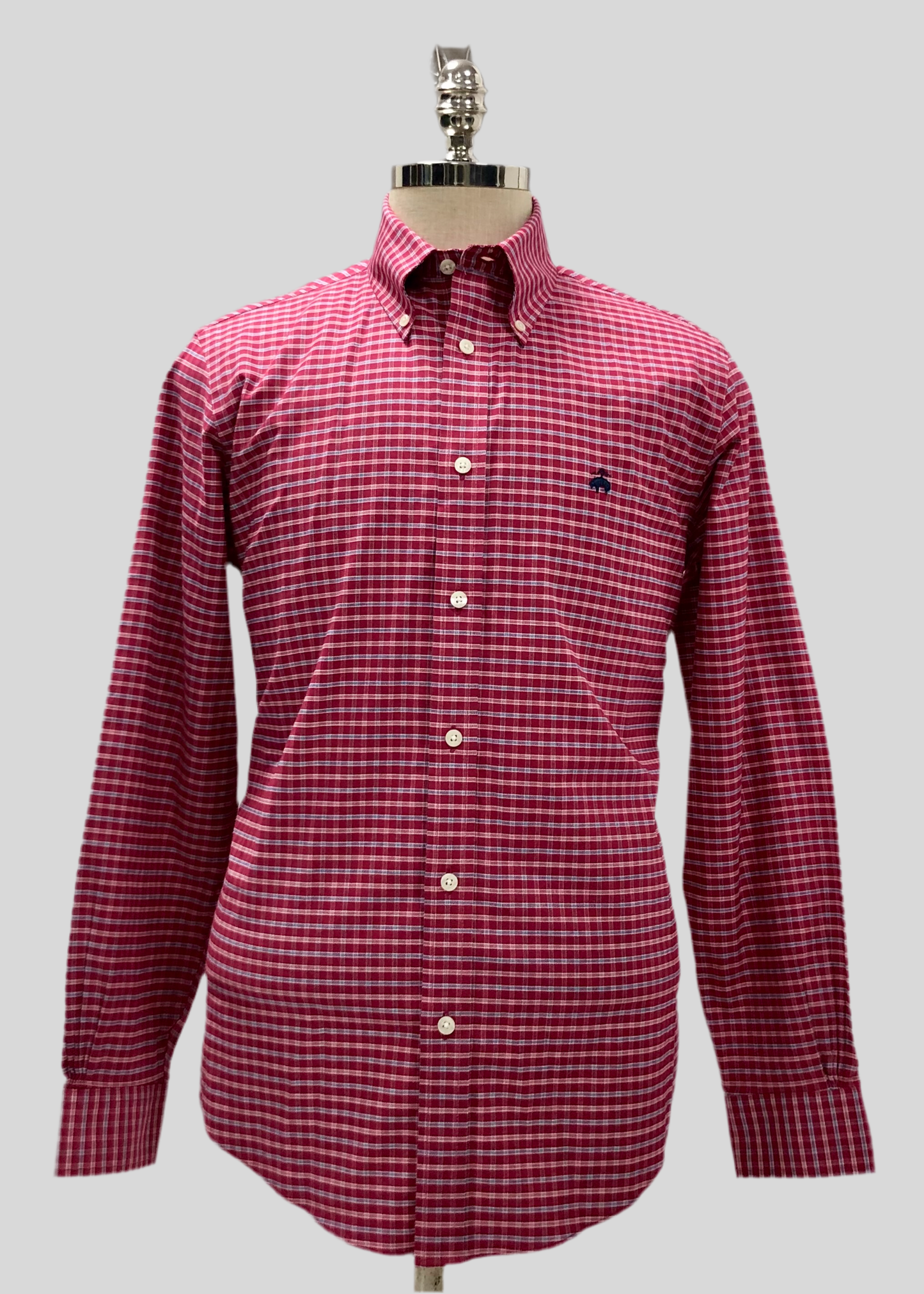 Camisa Brooks Brothers 🐑 color rojo con cuadros en azul y blanco Talla M Entalle Regular