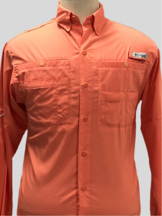 Camisa Columbia 🔹color salmon con Omni Shade Manga larga Talla XS