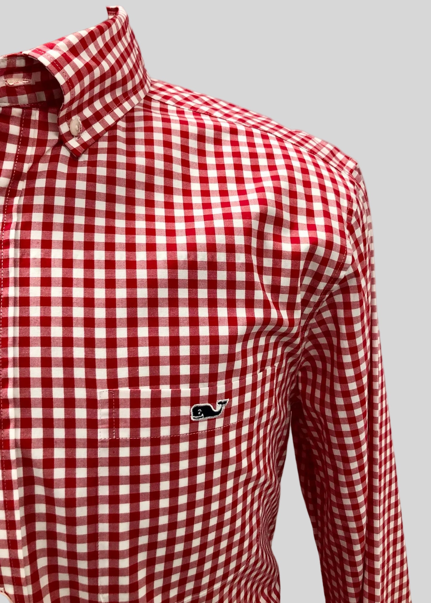Camisa de botones Vineyard Vines 🐳 de cuadros gingham en color rojo y blanco Talla M Entalle Clásico