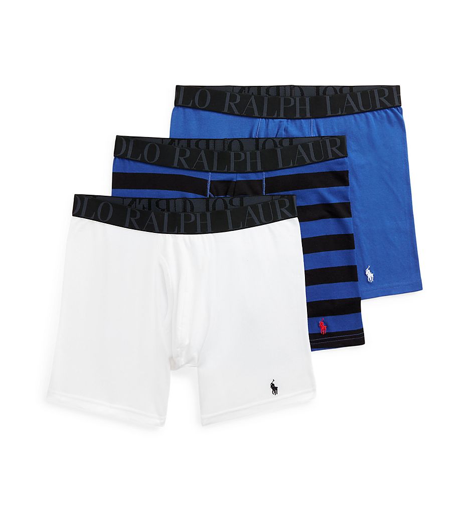 Paquete de 3 Boxer Briefs Polo Ralph Lauren 🏇🏼 Classic Fit Tela algodón stretch color azul, blanco y con diseño de rayas Talla M