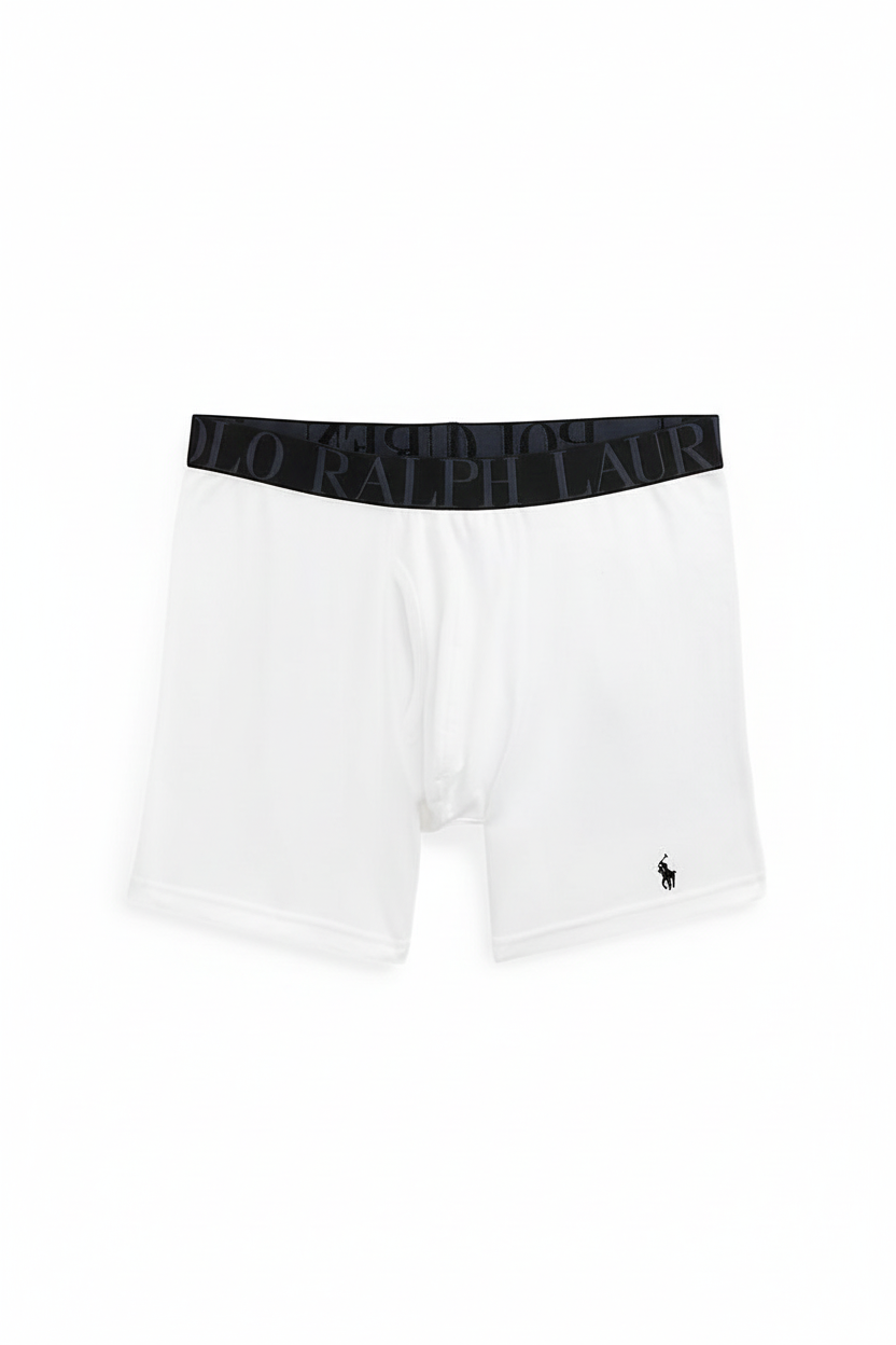 Paquete de 3 Boxer Briefs Polo Ralph Lauren 🏇🏼 Classic Fit Tela algodón stretch color azul, blanco y con diseño de rayas Talla M