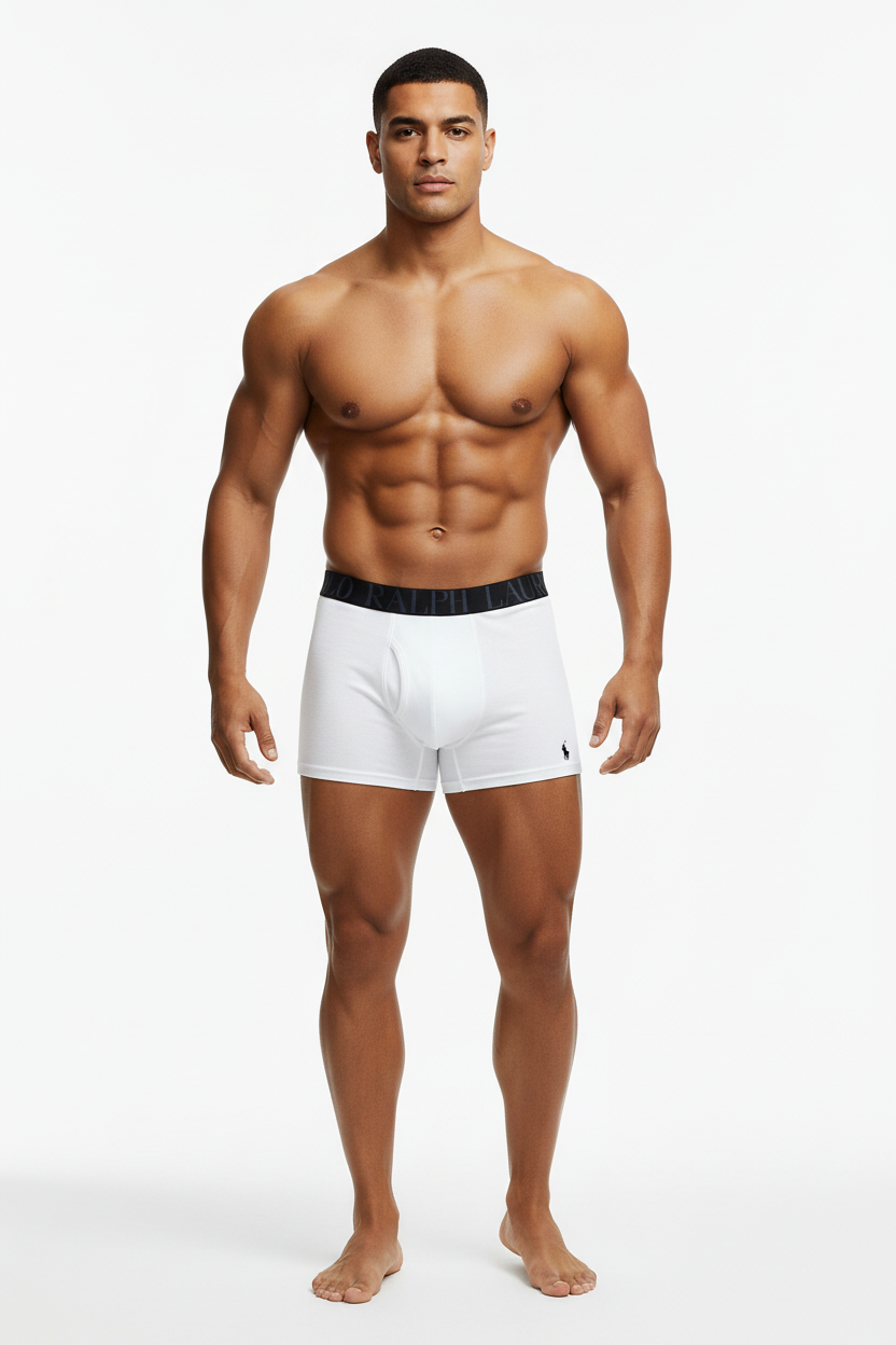 Paquete de 3 Boxer Briefs Polo Ralph Lauren 🏇🏼 Classic Fit Tela algodón stretch color azul, blanco y con diseño de rayas Talla M