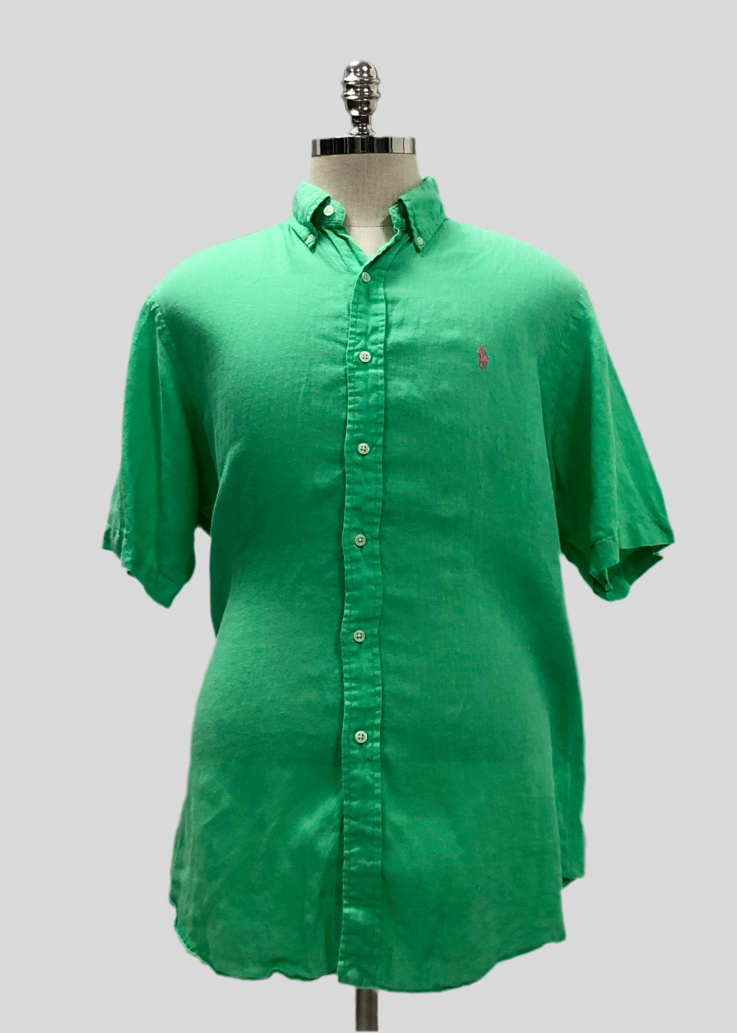 Camisa Polo Ralph Lauren 🏇🏼 de Lino en color verde intenso Talla XL Entalle Clásico