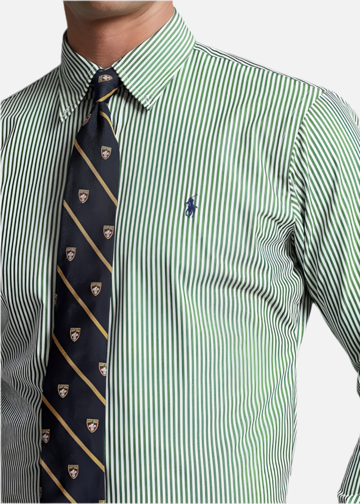 Camisa Polo Ralph Lauren 🏇🏼 con patrón de rayas en color verde claro y blanco Talla XL Entalle Regular
