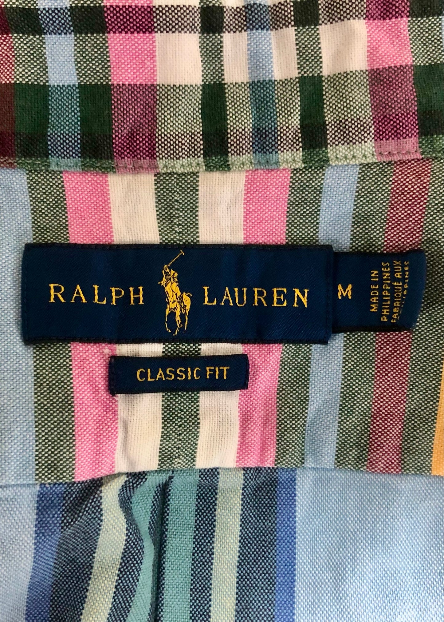 Camisa Polo Ralph Lauren 🏇🏼 Oxford de cuadros tartán en color celeste, rosado y blanco Talla M Entalle Clásico