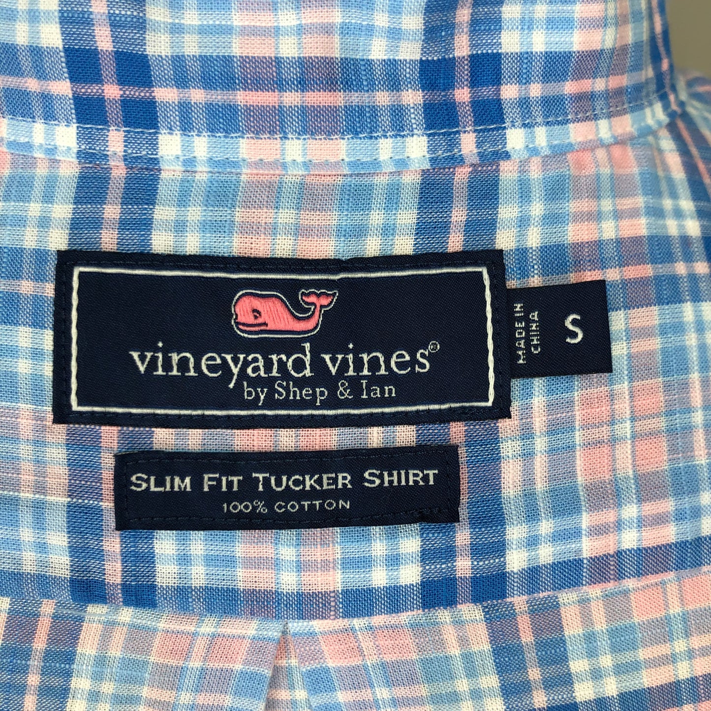 Camisa de cuadros Vineyard Vines 🐳 de cuadros en color azul, celeste y rosado Talla S Entalle Slim Fit