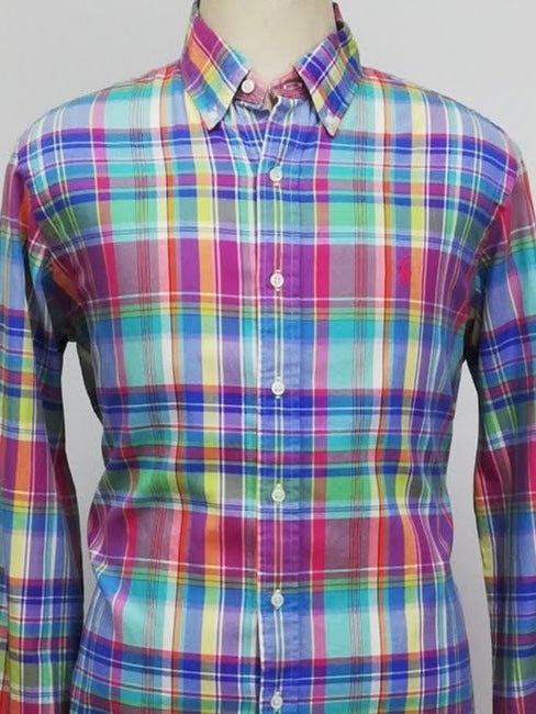 Camisa Polo Ralph Lauren 🏇🏼 con patrón de cuadros multicolor Talla L Entalle Regular