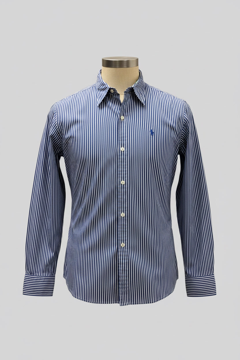 Camisa de mujer Polo Ralph Lauren 🏇🏼 con patrón de rayas en azul y blanco Talla XL Entalle Regular