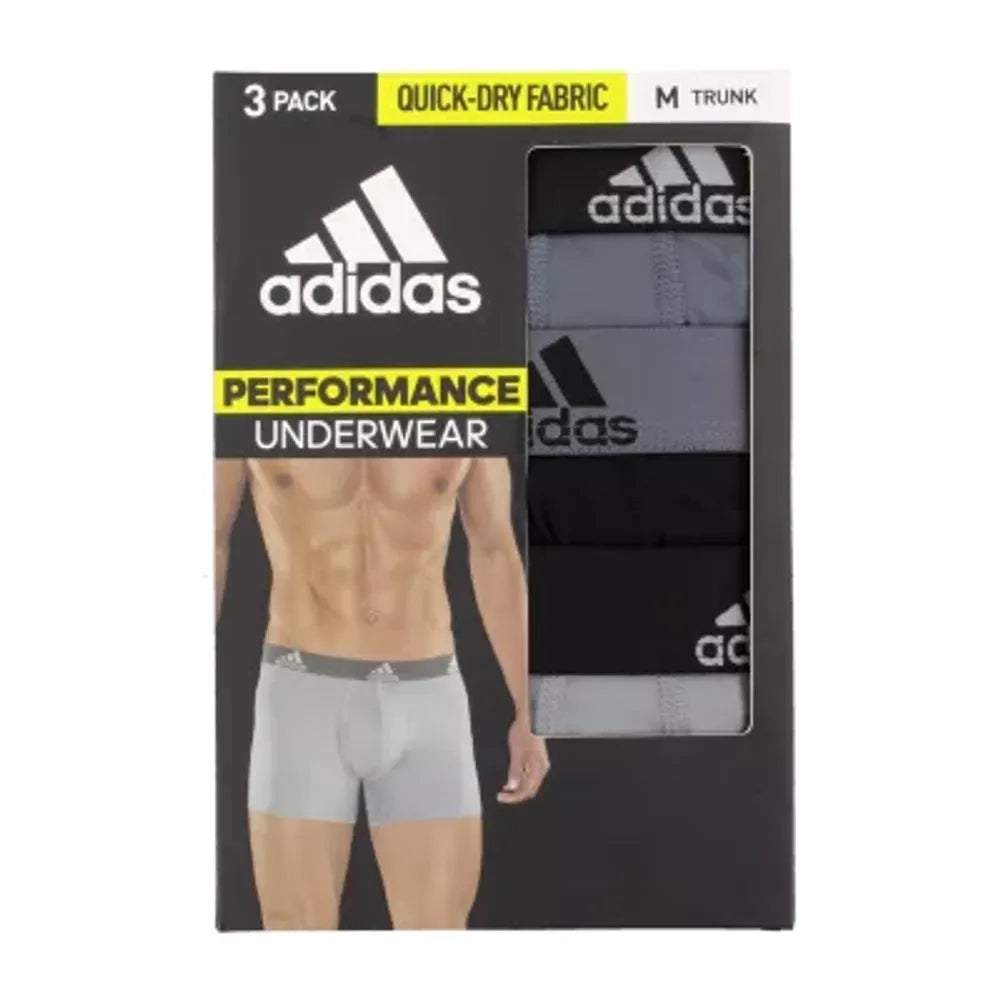 Combo de 3 Boxers Briefs Adidas Tela Performance color Negro y gris Talla XL