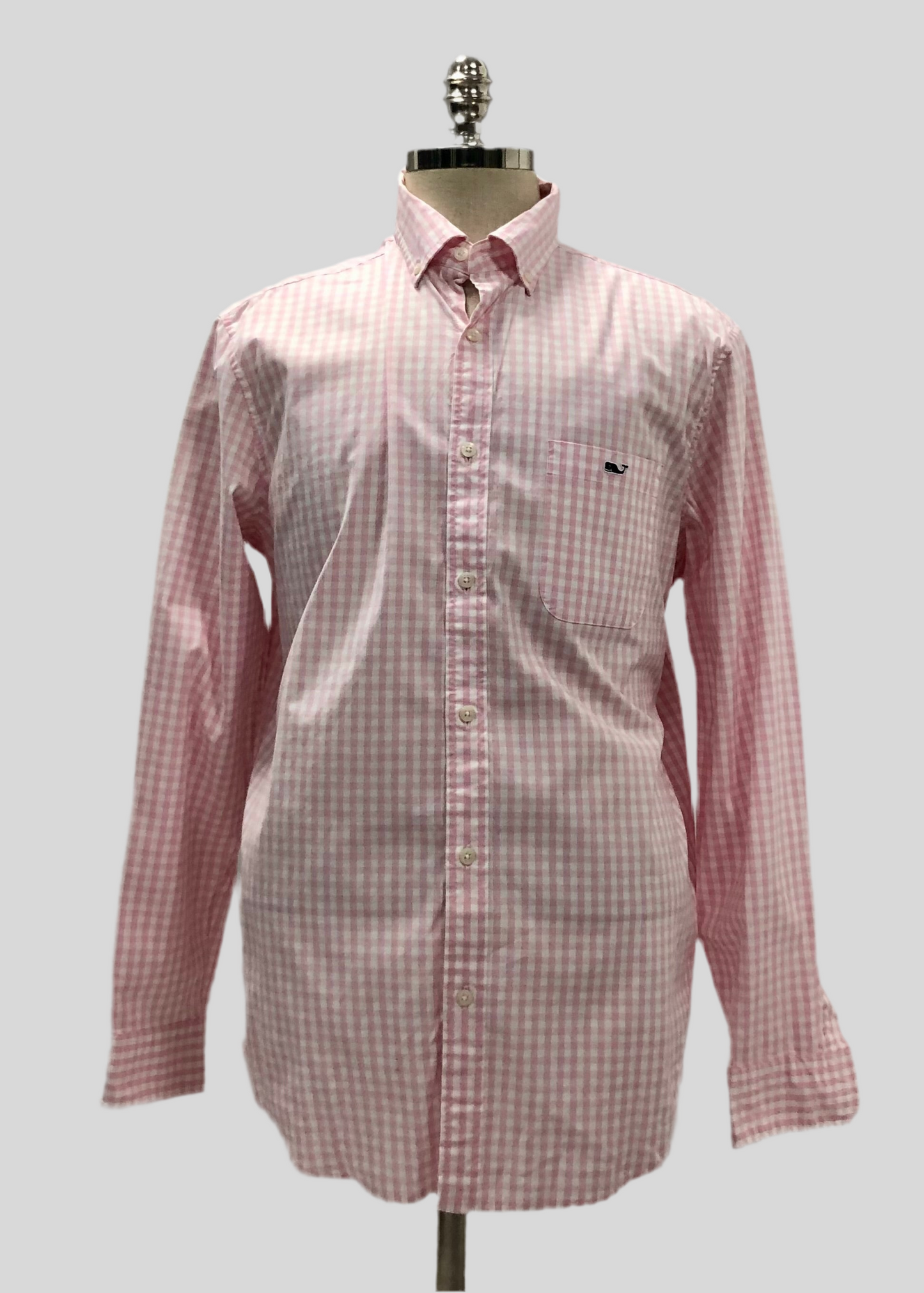 Camisa de cuadros Vineyard Vines 🐳 de cuadros gingham en color rosado claro y blanco Talla L Entalle Clásico