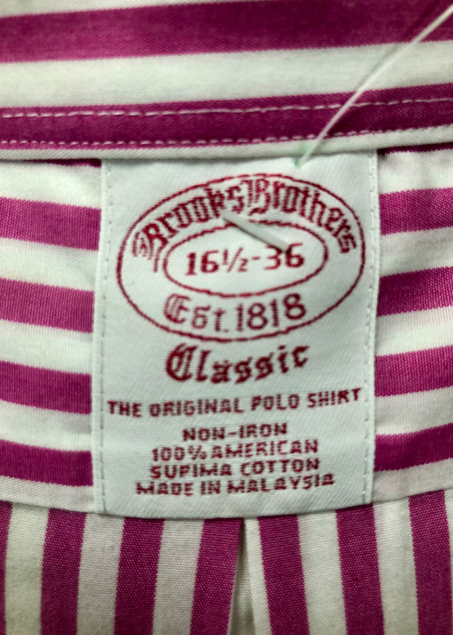 Camisa Brooks Brothers 🐑 con patrón de rayas en rojo y blanco Talla XL Entalle Clásico