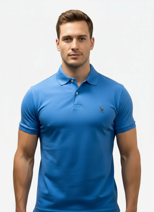 Camiseta Polo Ralph Lauren 🏇🏼 Pima color Celeste Talla L Entalle Clásico