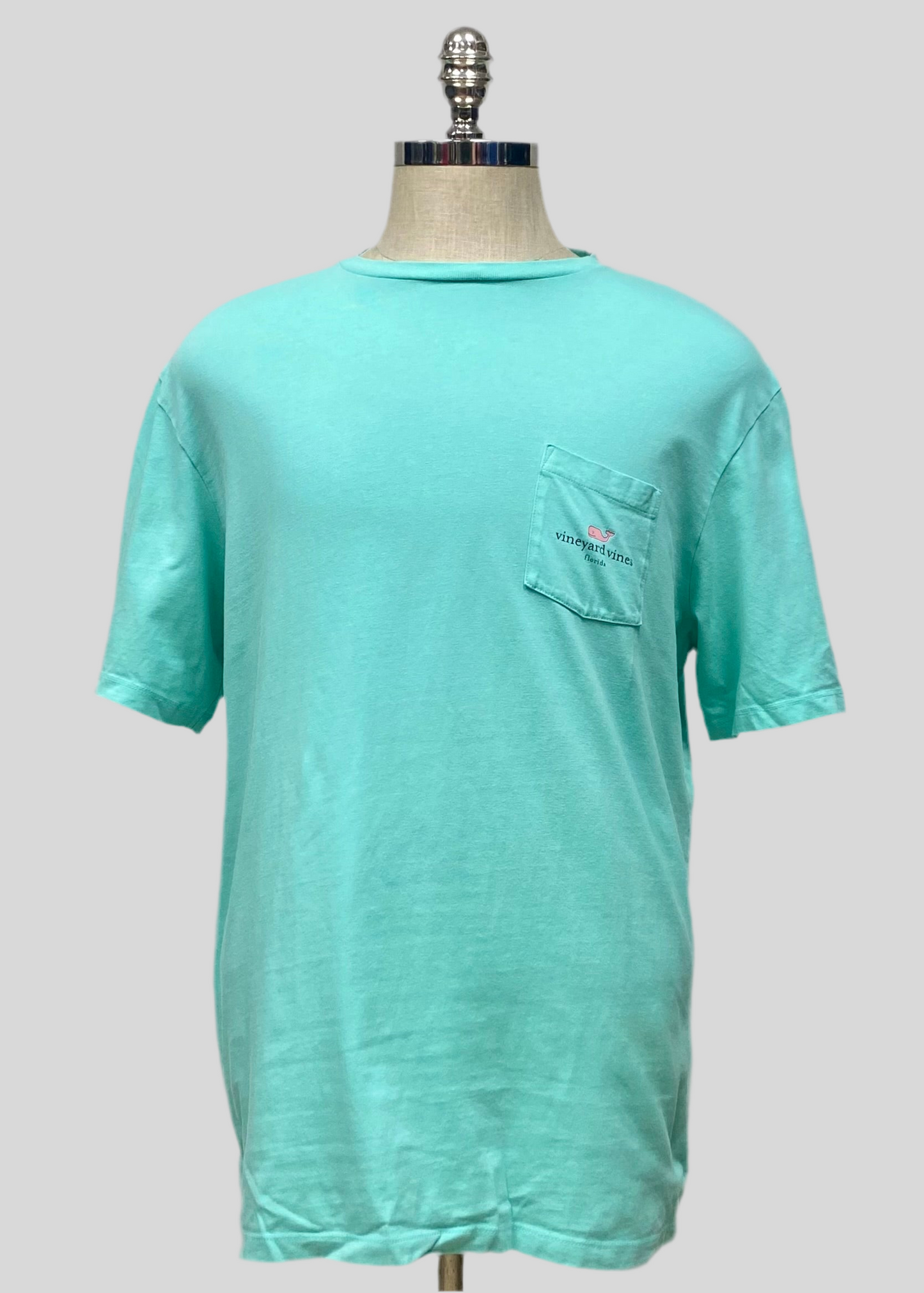 Camiseta de bolsillo Vineyard Vines 🐳 color turquesa claro con Diseño de ballena Florida Talla Large