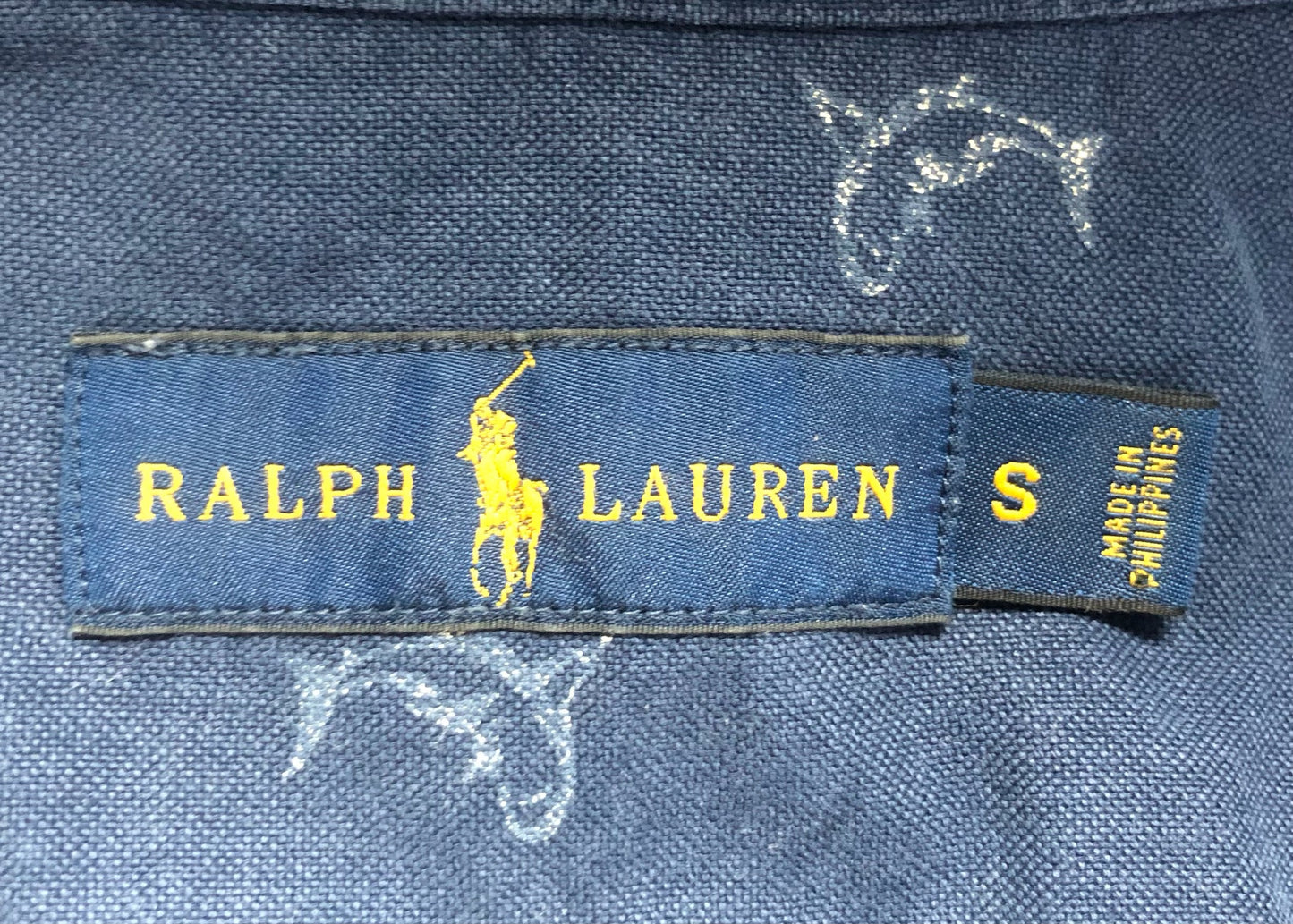 Camisa de botones Polo Ralph Lauren 🏇🏼 Oxford en color azul navy con diseño de peces Talla S Entalle Regular