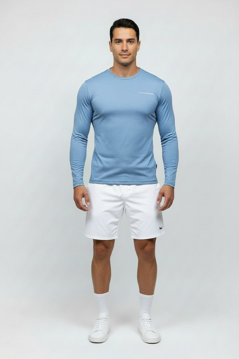 Camiseta cuello redondo Vineyard Vines 🐳 Performance color azul grisáceo con Diseño de ballena Talla S