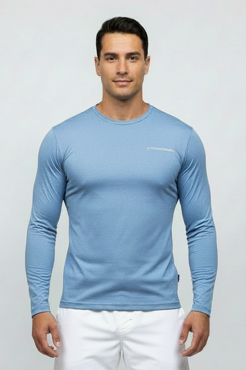 Camiseta cuello redondo Vineyard Vines 🐳 Performance color azul grisáceo con Diseño de ballena Talla S