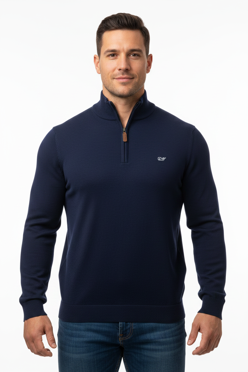 Sueter Jersey Vineyard Vines 🐳 color azul navy Tela algodón Pima Talla M