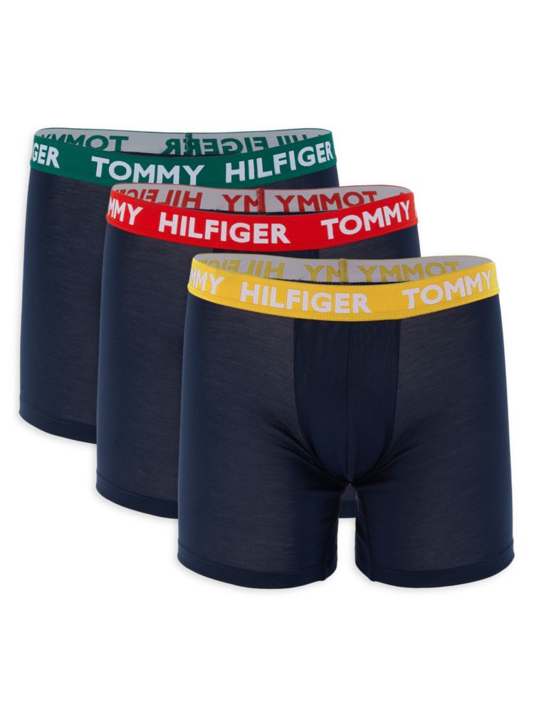 Paquete de 3 Boxer Briefs Tommy Hilfiger 🇺🇸 Tela algodón stretch color azul navy Talla S