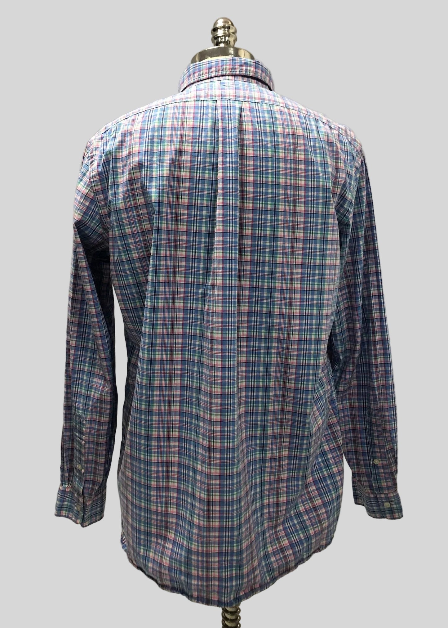 Camisa de botones Polo Ralph Lauren 🏇🏼 de cuadros azul, rosado y blanco Talla L Entalle Regular